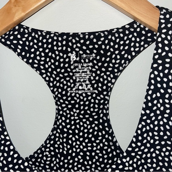 BuffBunny Sports Bra Women's Size XS Black White Spotted Solar Racerback Support - Picture 6 of 6